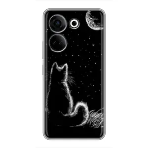 Чохол з принтом для Tecno Camon 20 (AlphaPrint) Модні коти (Котик і місяць)