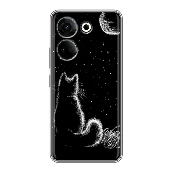Чохол з принтом «Котик і місяць» для TECNO Camon 20