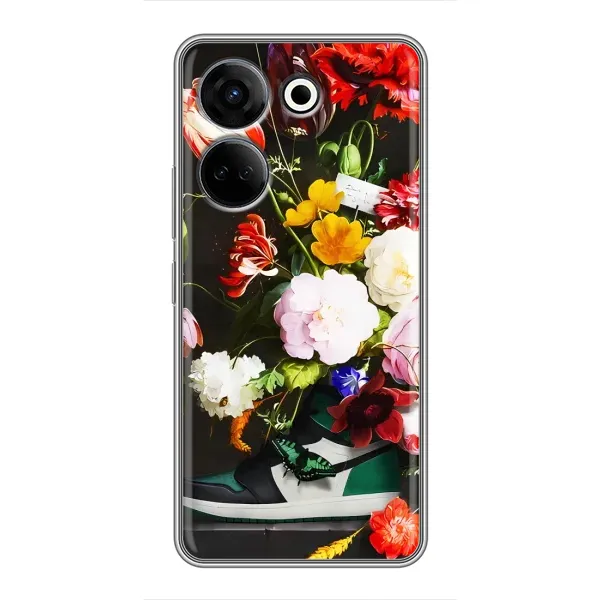 Чехол с принтом «Nike цветы» для TECNO Camon 20