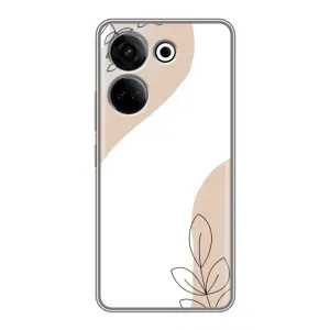 Силконовий чохол з принтом в квітах на Tecno Camon 20 (Нюдова гілочка абстракція)