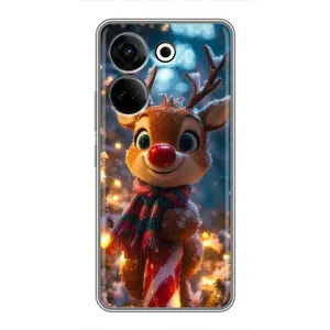 Яскравий чохол для Tecno Camon 20 з Зимові Оленята (Олень з шарфом)