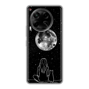 Чехол с рисунком кот на Tecno Camon 30 (CL6) (Девушка с котом)