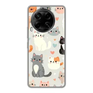 Чехол с рисунком кот на Tecno Camon 30 (CL6) (Коллаж котов)