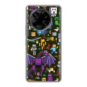 Чехол Майнкрафт на Tecno Camon 30 (CL6) (AlphaPrint) Minecraft (Коллаж Майнкрафт)