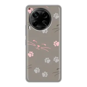 Чехол с рисунком кот на Tecno Camon 30 (CL6) (Лапы и усы)