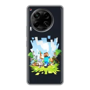 Чехол Майнкрафт на Tecno Camon 30 (CL6) (AlphaPrint) Minecraft (персонажи Minecraft)