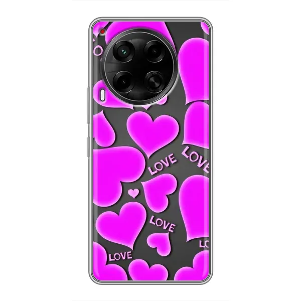 Чехол с принтом «Pink hearts» для TECNO Camon 30 (CL6)
