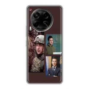 Чехол для Tecno Camon 30 (CL6) (AlphaPrint - с принтом Зеленского) (Президент)