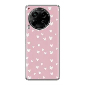 Чехол с розовым рисунком для Tecno Camon 30 (CL6) (Сердечки на розовом)
