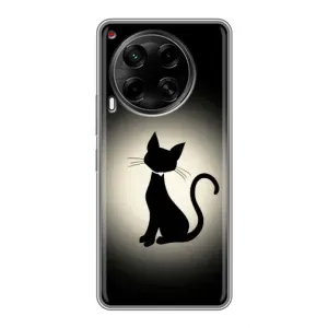 Чехол с принтом для Tecno Camon 30 (CL6) (AlphaPrint) Модные коты (Силуэт котика)