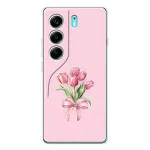 Чехол с розовым рисунком для TECNO Camon 40 (Букет цветов)