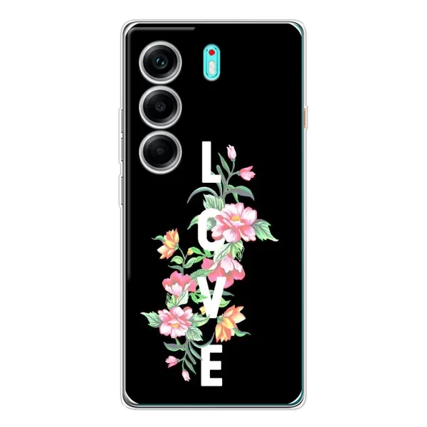 Чехол с принтом «Цветы LOVE» для TECNO Camon 40 Чехол с принтом «Цветы LOVE» для TECNO Camon 40