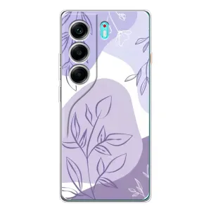 Силиконовый чехол с принтом в цветах на TECNO Camon 40 (Фиолетовые листья абстракция)