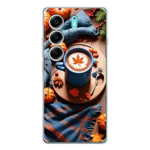 Чехол с уникальным дизайном «Осень с кофе» для TECNO Camon 40 (Кофе и тыковки)