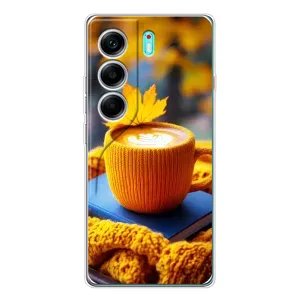 Чехол с уникальным дизайном «Осень с кофе» для TECNO Camon 40 (Кофе на желтом пледе)