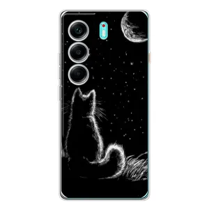 Чохол з принтом для TECNO Camon 40 (AlphaPrint) Модні коти (Котик і місяць)