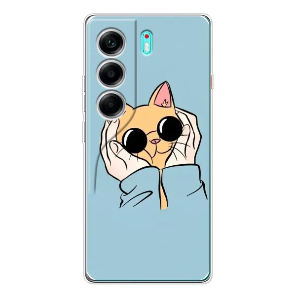 Чехол с принтом «Котик в очках» для TECNO Camon 40