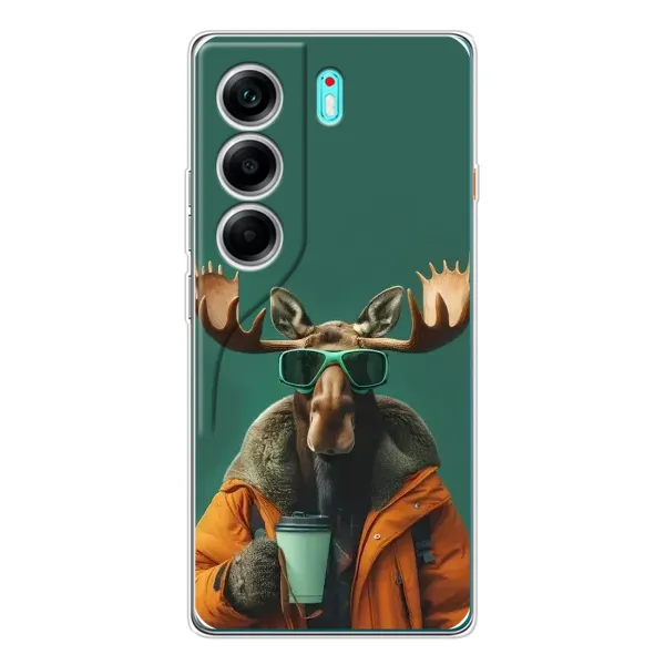 Чехол с принтом «Лось с кофе» для TECNO Camon 40