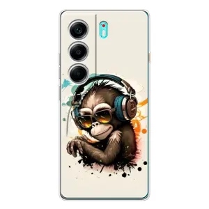 Чехол с Обезьянами TECNO Camon 40 - (AlphaPrint) (Макака в наушниках)