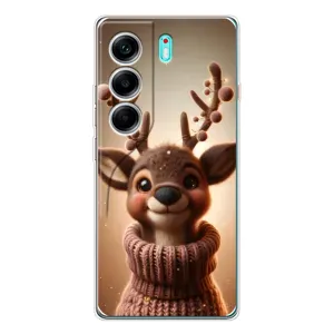 Яскравий чохол для TECNO Camon 40 з Зимові Оленята (Олень в светрі)