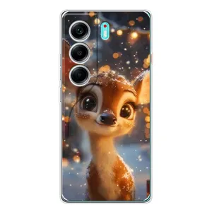 Яскравий чохол для TECNO Camon 40 з Зимові Оленята (Оленятко серед гірлянд)