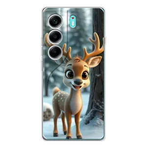 Яскравий чохол для TECNO Camon 40 з Зимові Оленята (Оленятко в лісі)