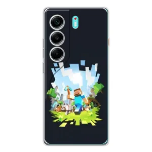 Чехол Майнкрафт на TECNO Camon 40 (AlphaPrint) Minecraft (персонажи Minecraft)