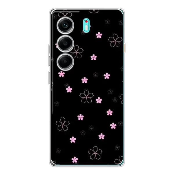 Чохол з принтом «Рожеві квіти на чорному» для TECNO Camon 40 Чохол з принтом «Рожеві квіти на чорному» для TECNO Camon 40