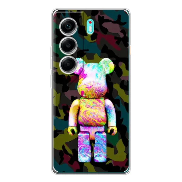 Чохол з принтом «Яскравий Bearbrick» для TECNO Camon 40