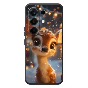 Яскравий чохол для TECNO Camon 50 з Зимові Оленята (Оленятко серед гірлянд)