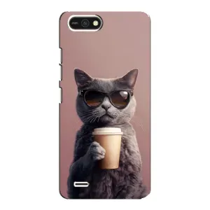 Чехол с принтом «Кот с кофе» для TECNO POP 2F
