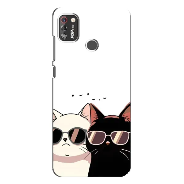 Чохол з принтом «Коти в окулярах» для TECNO POP 4 Pro