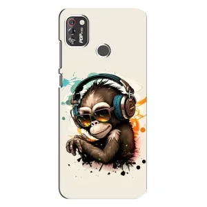 Чохол з Мавпами TECNO POP 4 Pro - (AlphaPrint) (Макака в навушниках)