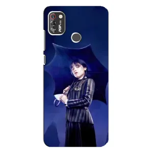 Чохли Венсдей на TECNO POP 4 Pro Уенсдей (AlphaPrint) (Венздей з парасолькою)
