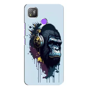 Чехол с Обезьянами TECNO POP 4 - (AlphaPrint) (Горилла в наушниках)