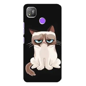 Чехол с принтом для TECNO POP 4 (AlphaPrint) Модные коты (Грустный кот)