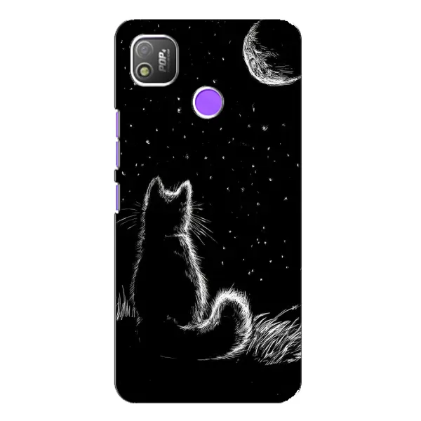 Чехол с принтом «Котик и луна» для TECNO POP 4