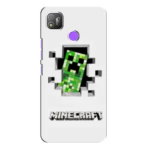 Чехол Майнкрафт на TECNO POP 4 (AlphaPrint) Minecraft (крипер Майнкрафт)