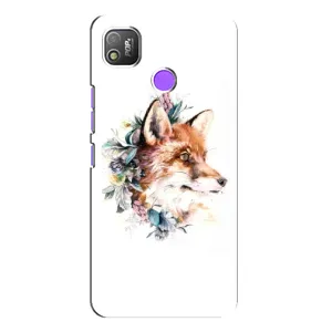 Чехлы с картинкой Лисички для TECNO POP 4 (VPrint) (Лисичка в цветочках)