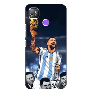 Чехлы для TECNO POP 4 (Leo чемпион) (AlphaPrint) (Месси с кубком)