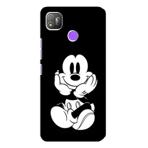 Эксклюзивный чехол для TECNO POP 4 (AlphaPrint - Мультяшные) (Микки на черном)