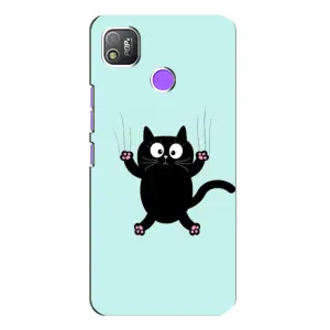 Чехол с принтом для TECNO POP 4 (AlphaPrint) Модные коты (Падающий кот)