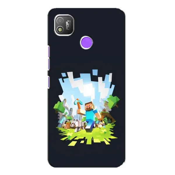 Чохол з принтом «персонажі Minecraft» для TECNO POP 4