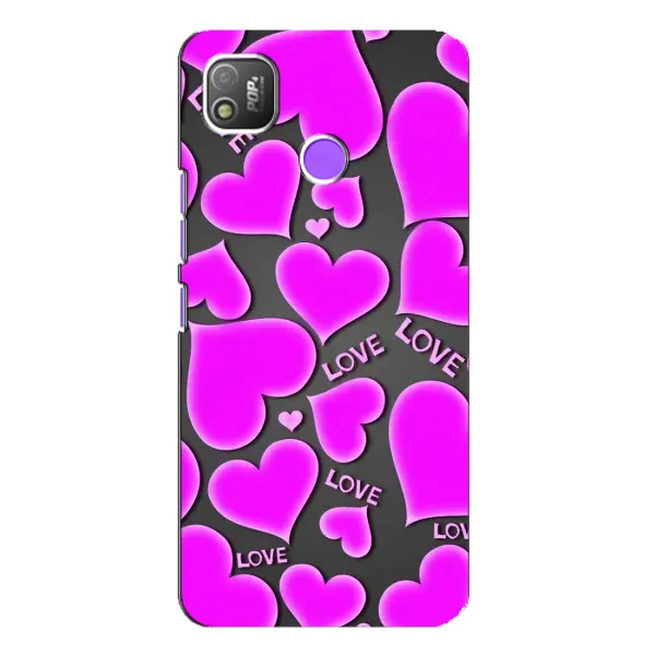 Чехол с принтом «Pink hearts» для TECNO POP 4