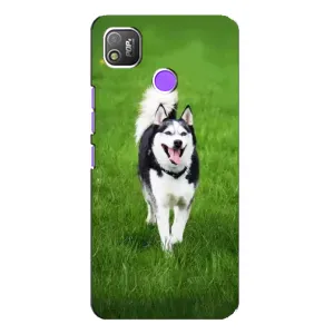 Чехол с Хаски для TECNO POP 4 - (AlphaPrint) (Радостный Хаски)