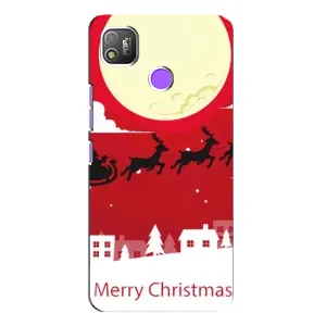 Рождественские Чехлы для TECNO POP 4 (VPrint) (Санта с оленями)