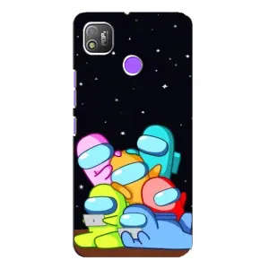 Чехол Амонг Ас для TECNO POP 4 (AlphaPrint) (Скины в космосе)