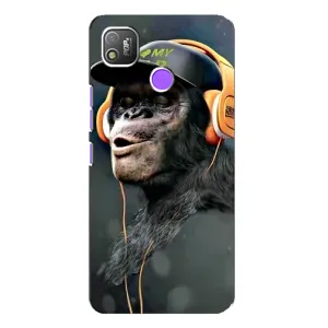Чехол с Обезьянами TECNO POP 4 - (AlphaPrint) (В наушниках)