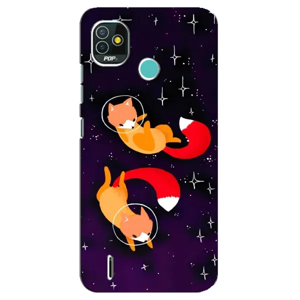 Чохол з принтом «Лисички космонавти» для TECNO Pop 5 (BD2p)