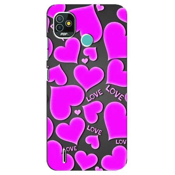 Чехол с принтом «Pink hearts» для TECNO Pop 5 (BD2p)